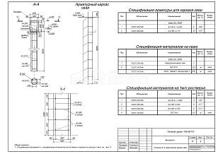 Сечение А-А. Арматурный каркас сваи