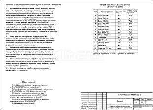 Указания по защите конструкций, ведомость материалов